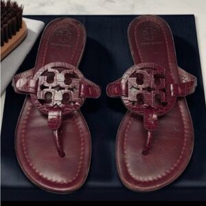 Tory Burch Deep Red Leather Sandals